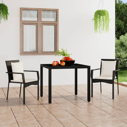 Gartenstühle mit Kissen 2 Stk. Poly Rattan Schwarz