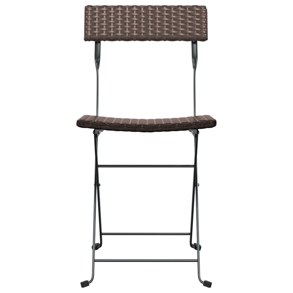 Bistrostühle 2 Stk. Klappbar Braun Poly Rattan und Stahl