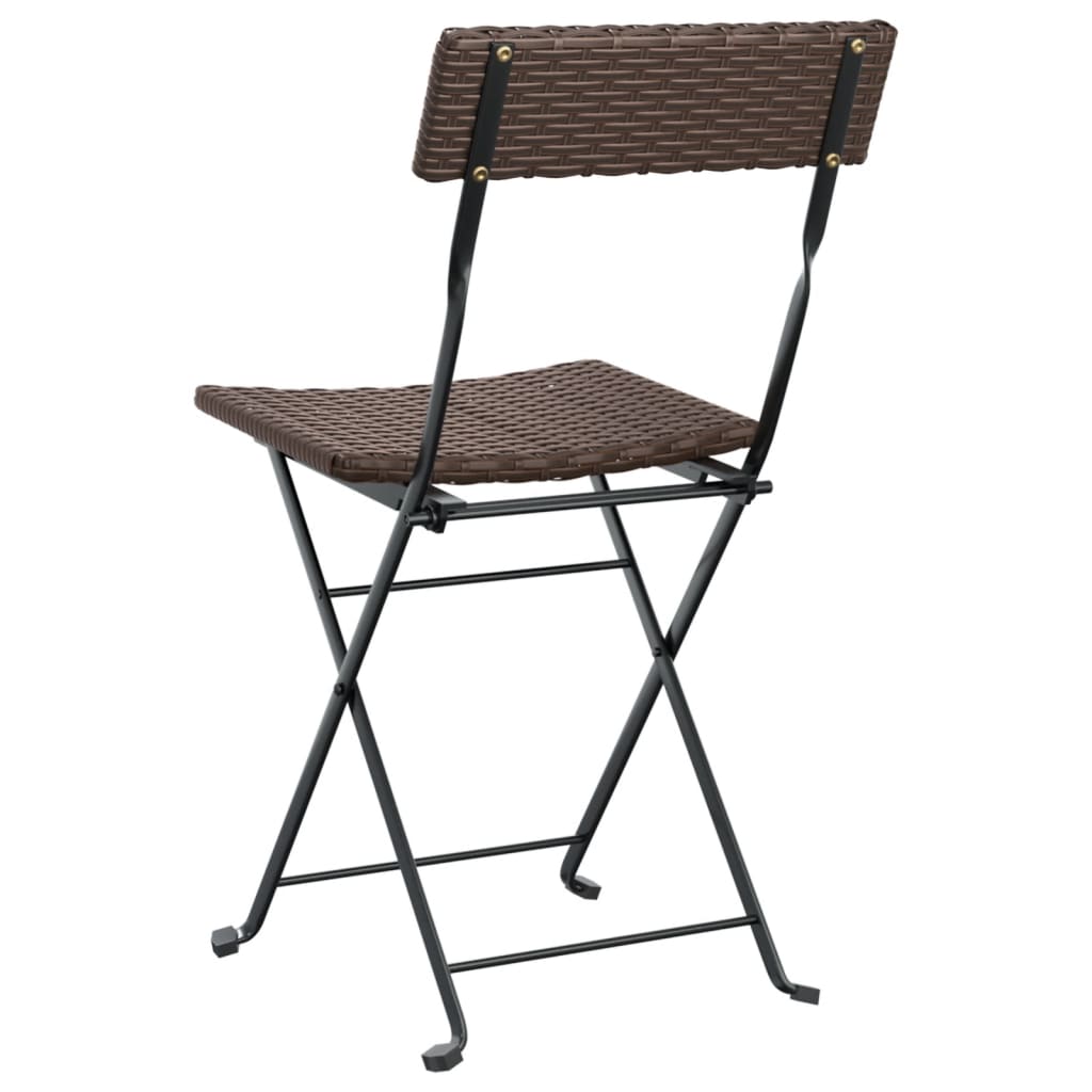 Bistrostühle 2 Stk. Klappbar Braun Poly Rattan und Stahl