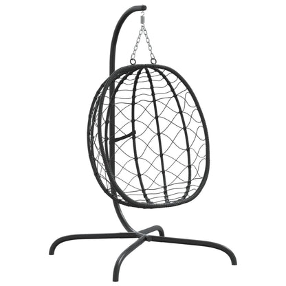 Hängesessel mit Kissen Cremeweiß Poly Rattan & Stahl