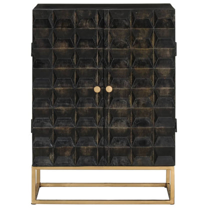 Sideboard Schwarz 55x34x75 cm Massivholz Mango und Eisen