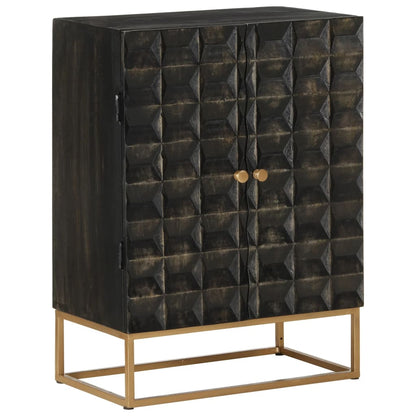 Sideboard Schwarz 55x34x75 cm Massivholz Mango und Eisen