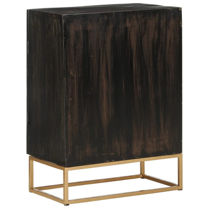 Sideboard Schwarz 55x34x75 cm Massivholz Mango und Eisen