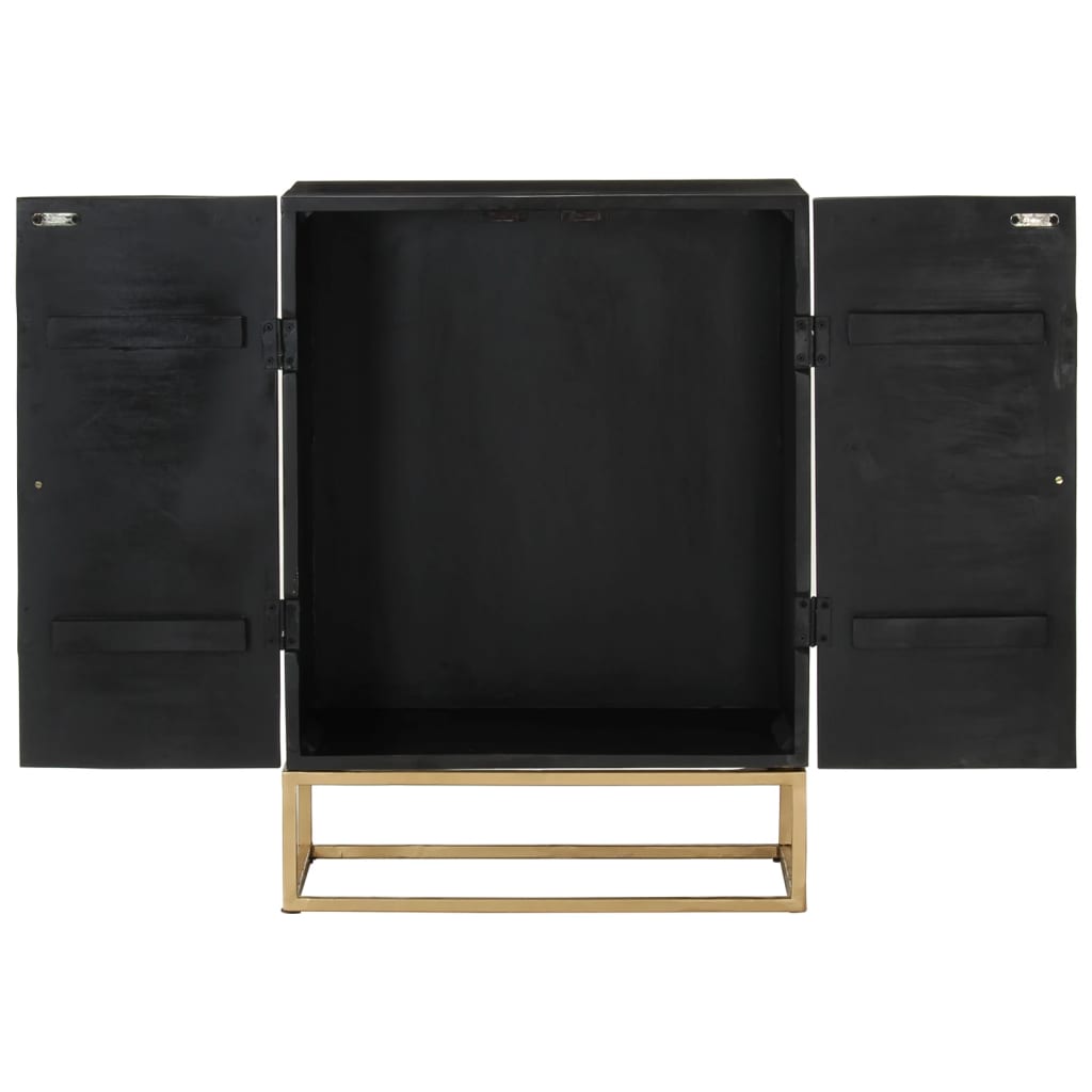 Sideboard Schwarz 55x34x75 cm Massivholz Mango und Eisen