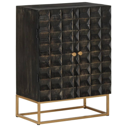 Sideboard Schwarz 55x34x75 cm Massivholz Mango und Eisen