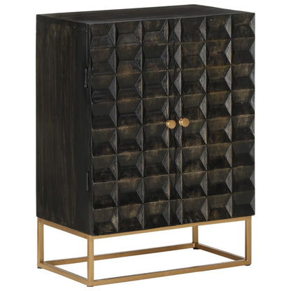 Sideboard Schwarz 55x34x75 cm Massivholz Mango und Eisen