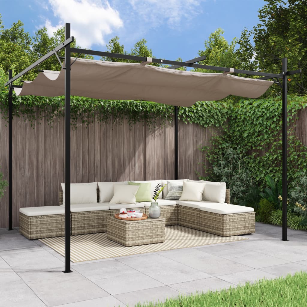 Pergola mit Schiebedach Taupe 295x292x230 cm