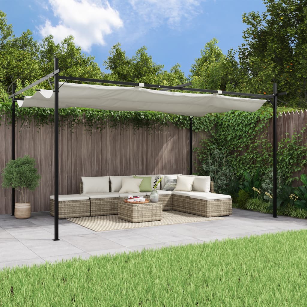 Pergola mit Schiebedach Creme 395x292x230 cm