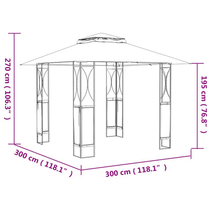 Pavillon mit Dach Anthrazit 300x300x270 cm Stahl