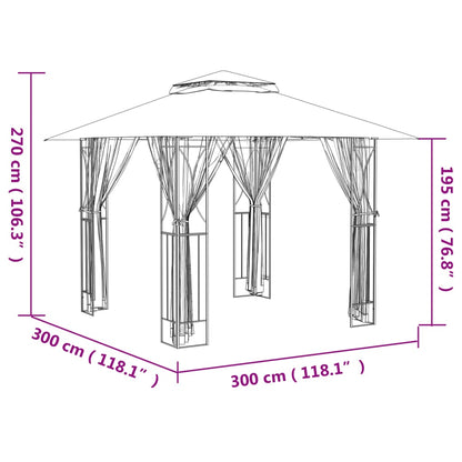 Pavillon mit Seitenwänden Anthrazit 300x300x270 cm Stahl