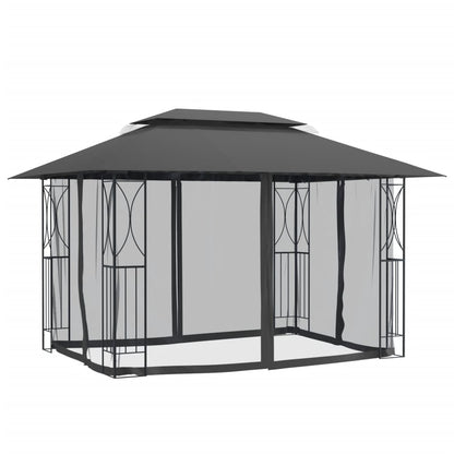 Pavillon mit Seitenwänden Anthrazit 400x300x270 cm Stahl