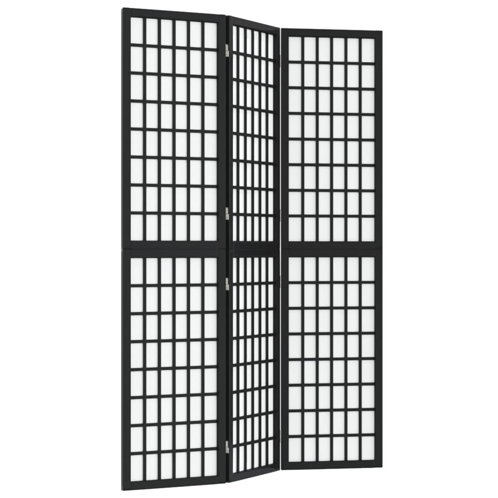 3-tlg. Paravent Japanischer Stil Faltbar 120x170 cm Schwarz