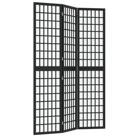 3-tlg. Paravent Japanischer Stil Faltbar 120x170 cm Schwarz