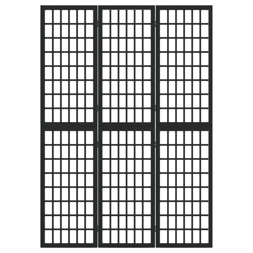 3-tlg. Paravent Japanischer Stil Faltbar 120x170 cm Schwarz