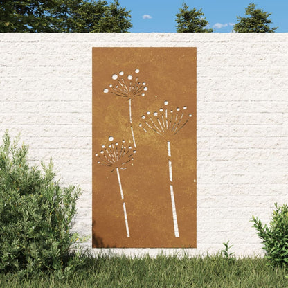 Garten-Wanddeko 105x55 cm Cortenstahl Blumen-Design