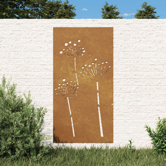 Garten-Wanddeko 105x55 cm Cortenstahl Blumen-Design