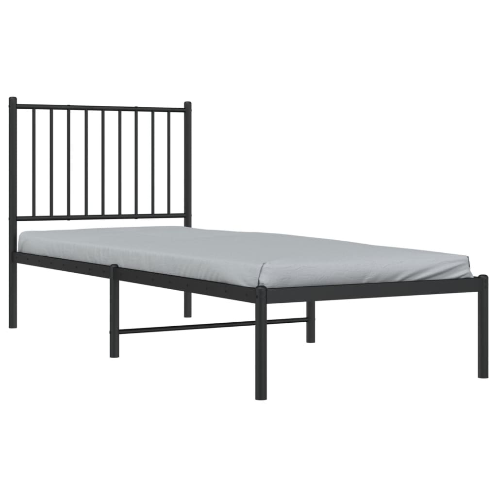 Bettgestell mit Kopfteil Metall Schwarz 75x190 cm