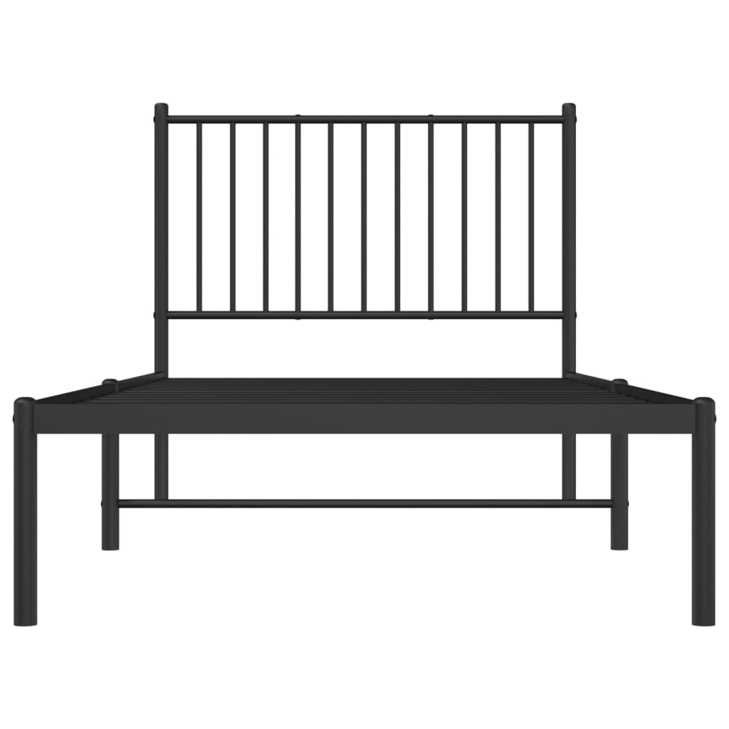 Bettgestell mit Kopfteil Metall Schwarz 90x190 cm