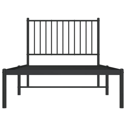 Bettgestell mit Kopfteil Metall Schwarz 90x190 cm
