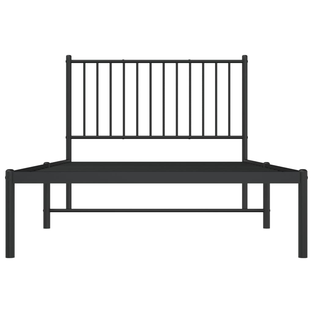 Bettgestell mit Kopfteil Metall Schwarz 100x190 cm