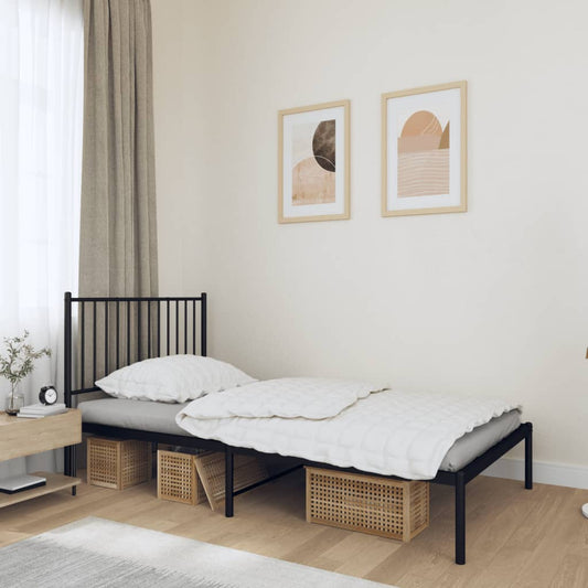 Bettgestell mit Kopfteil Metall Schwarz 100x190 cm