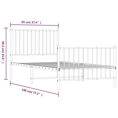 Bettgestell mit Kopf- und Fußteil Metall Schwarz 90x190 cm