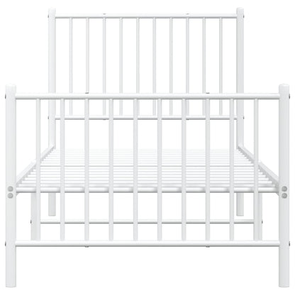 Bettgestell mit Kopf- und Fußteil Metall Weiß 80x200 cm
