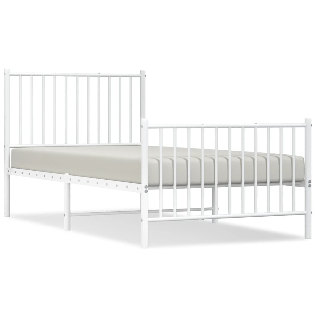 Bettgestell mit Kopf- und Fußteil Metall Weiß 90x190 cm
