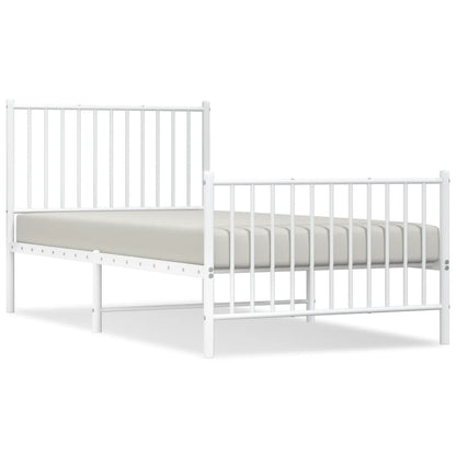 Bettgestell mit Kopf- und Fußteil Metall Weiß 90x190 cm