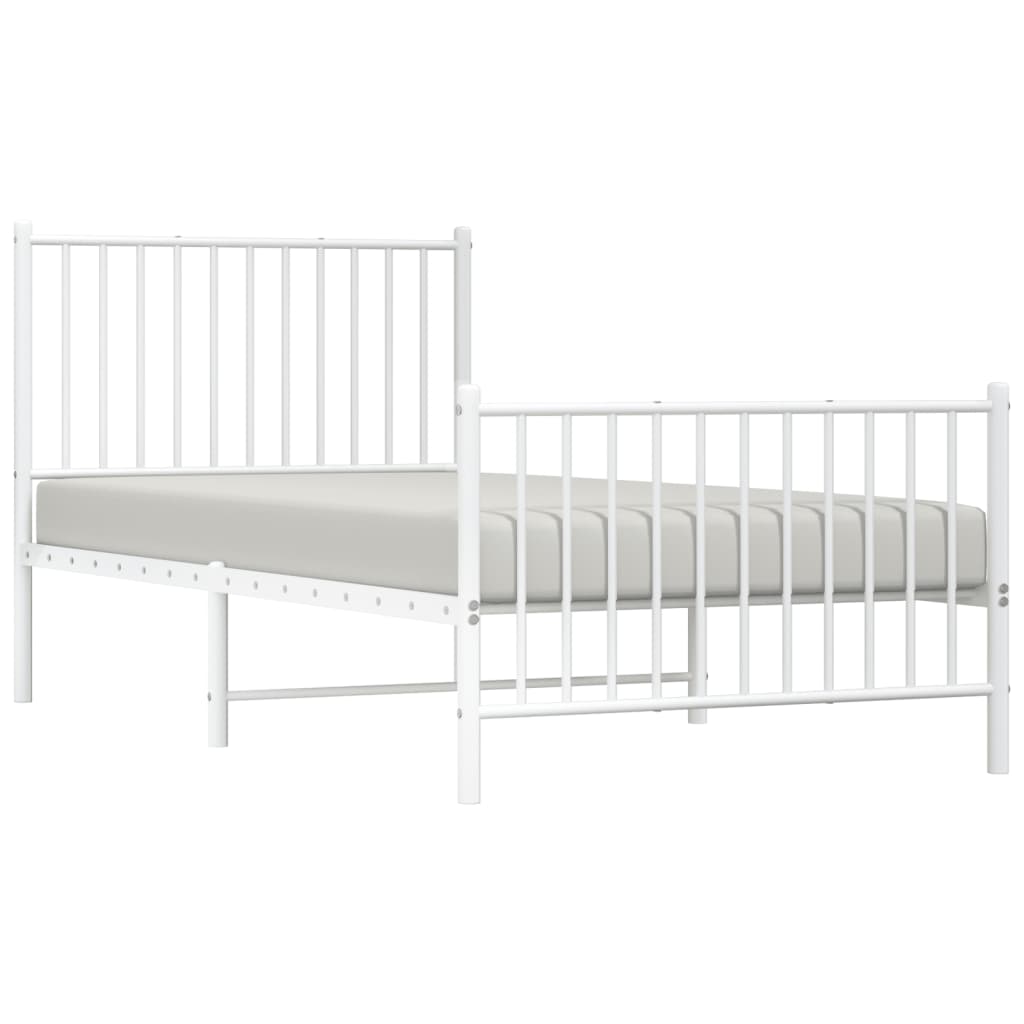 Bettgestell mit Kopf- und Fußteil Metall Weiß 90x190 cm