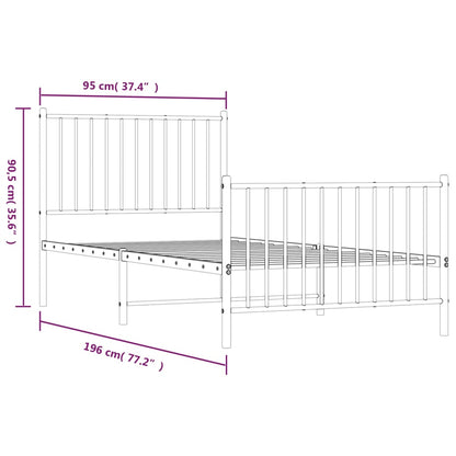Bettgestell mit Kopf- und Fußteil Metall Weiß 90x190 cm