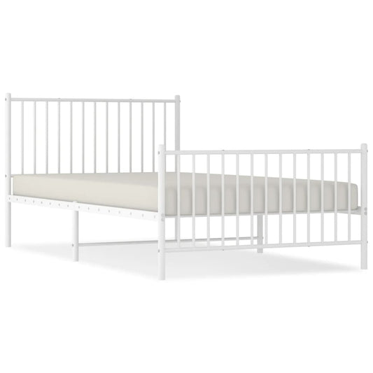 Bettgestell mit Kopf- und Fußteil Metall Weiß 107x203 cm