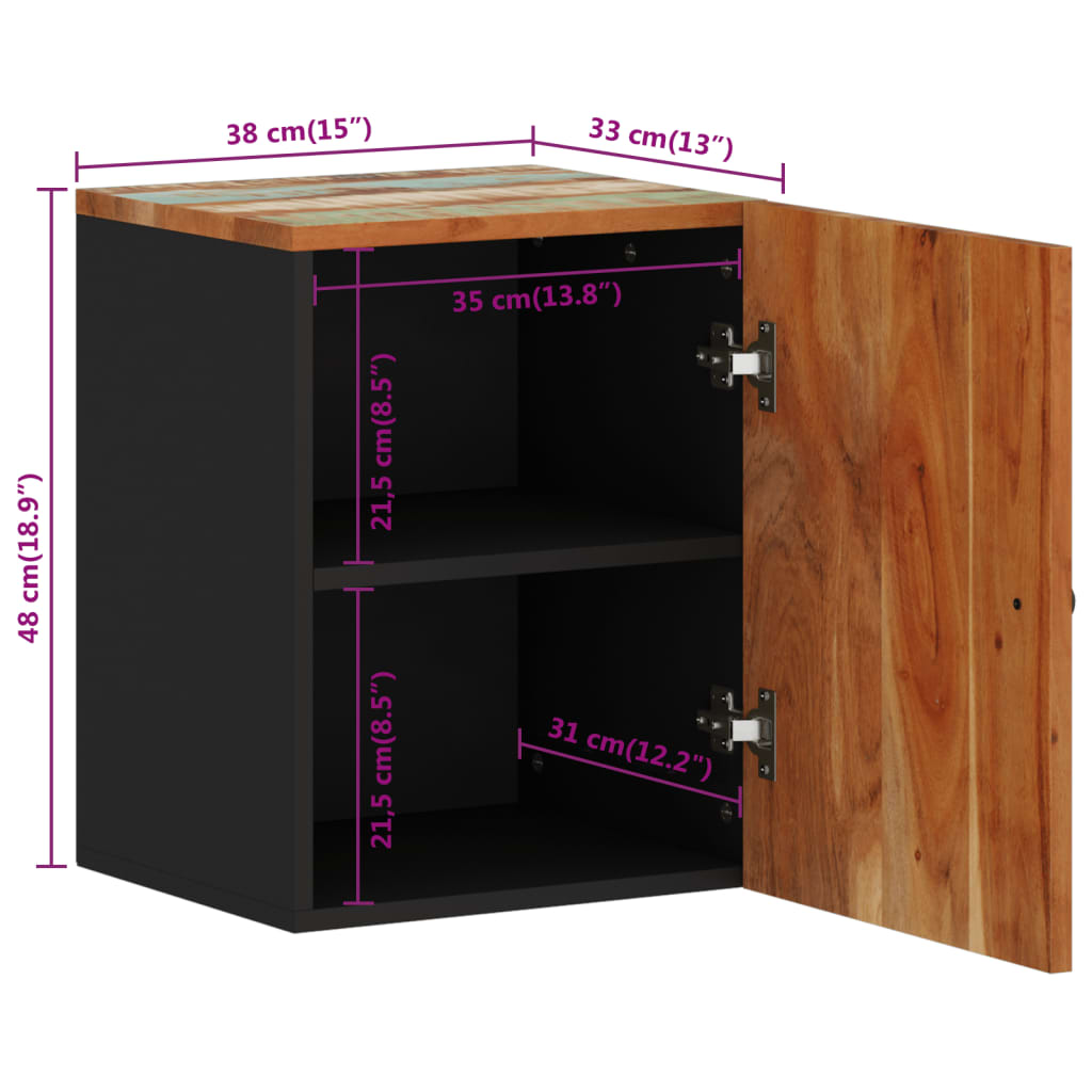 Bad-Wandschrank 38x33x48 cm Altholz Massiv