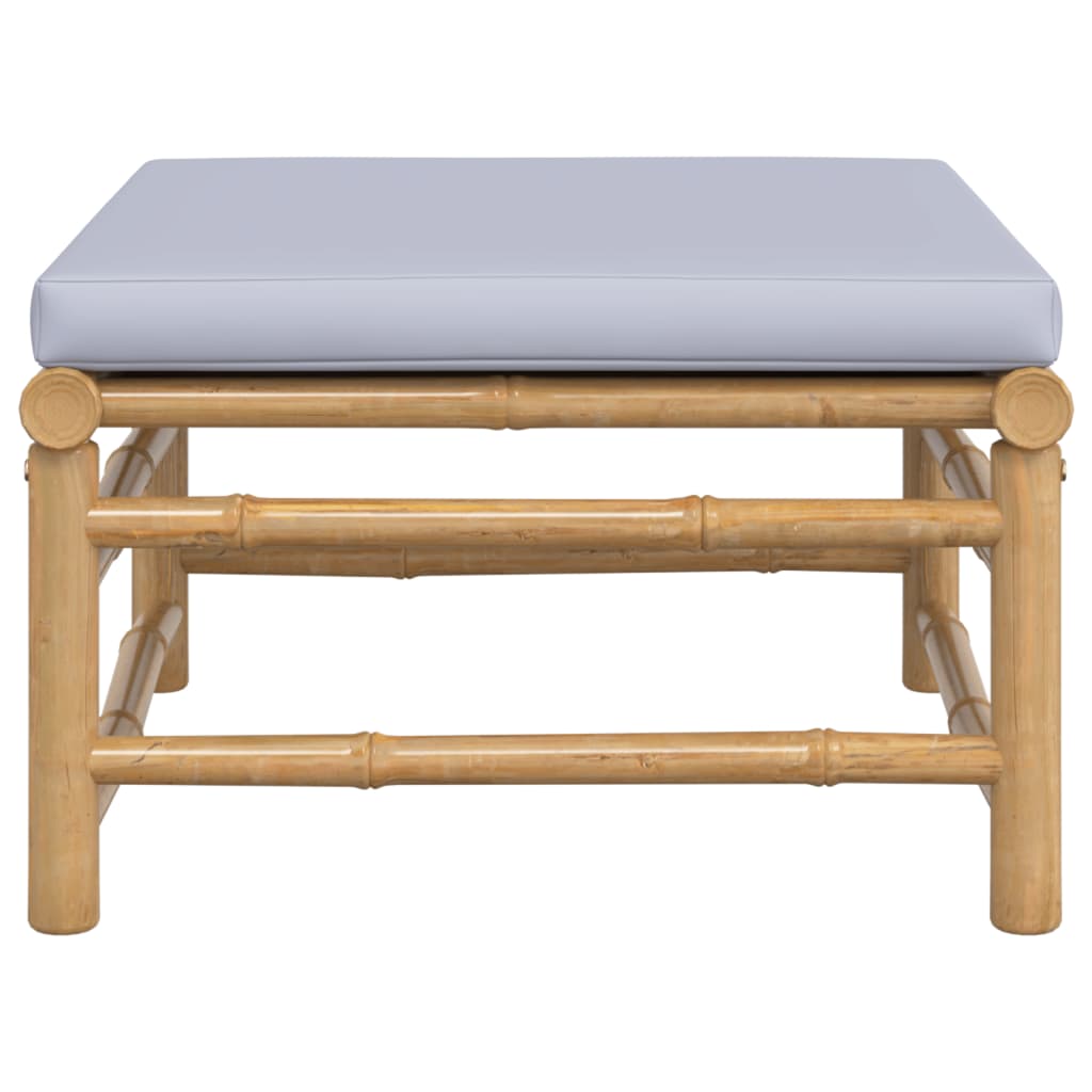 Gartenhocker mit Hellgrauem Kissen Bambus