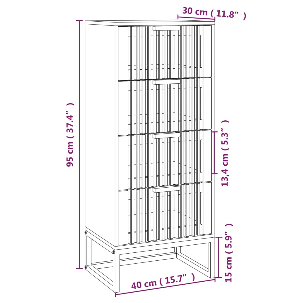 Highboard Schwarz 40x30x95 cm Holzwerkstoff