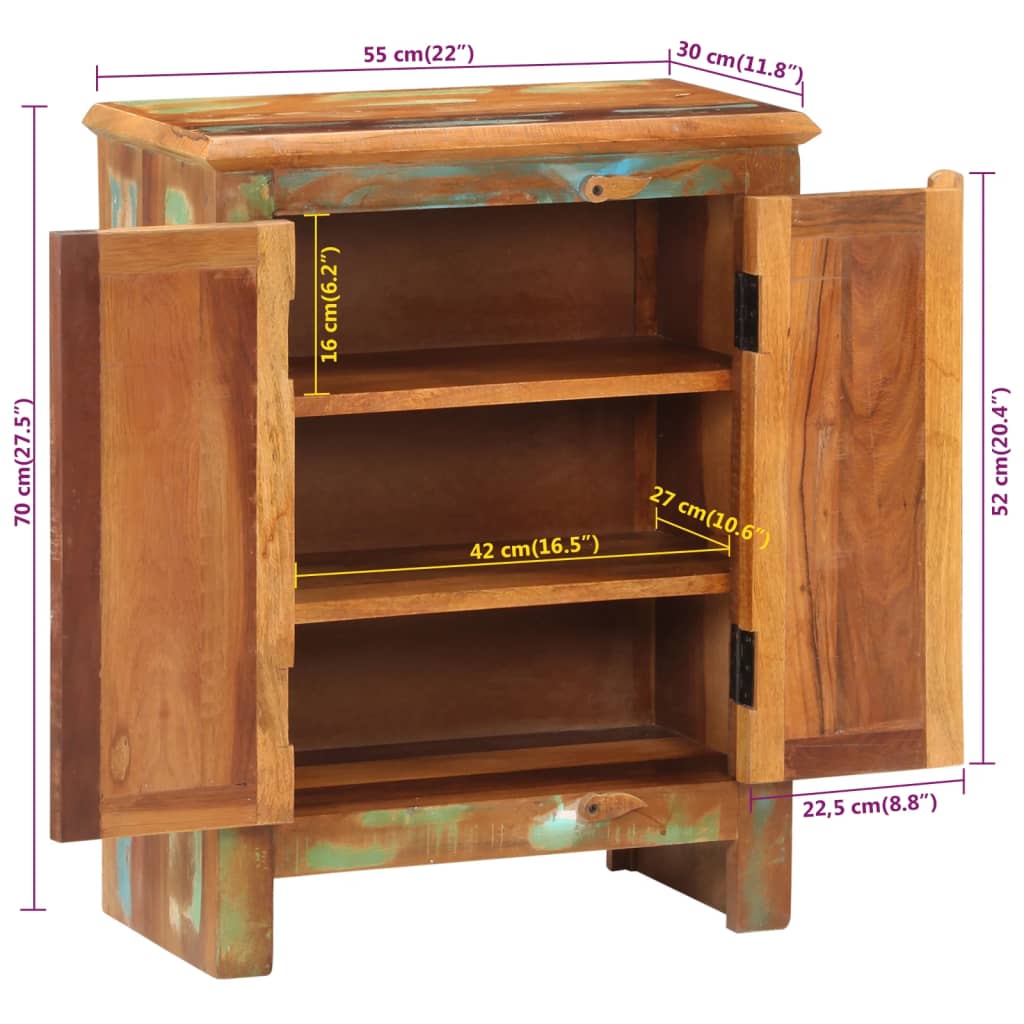 Sideboard mit 2 Türen 55x30x70 cm Altholz Massiv