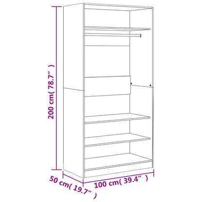 Kleiderschrank Braun Eiche-Optik 100x50x200 cm Holzwerkstoff