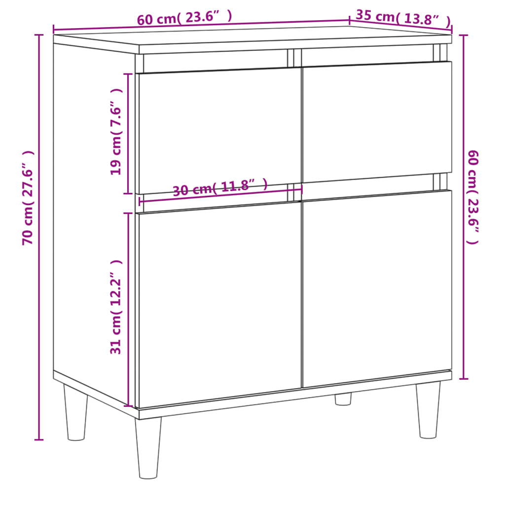 Sideboard Weiß 60x35x70 cm