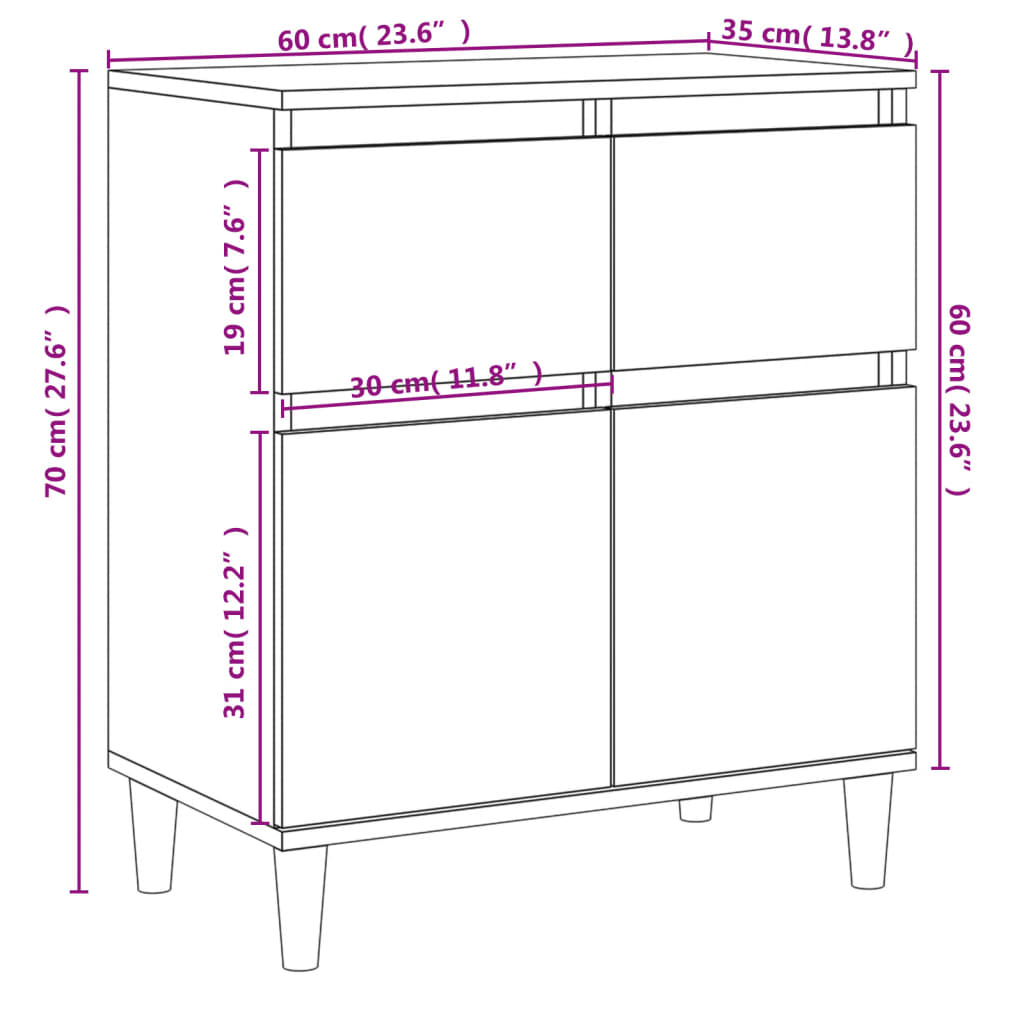 Sideboard Grau Sonoma 60x35x70 cm