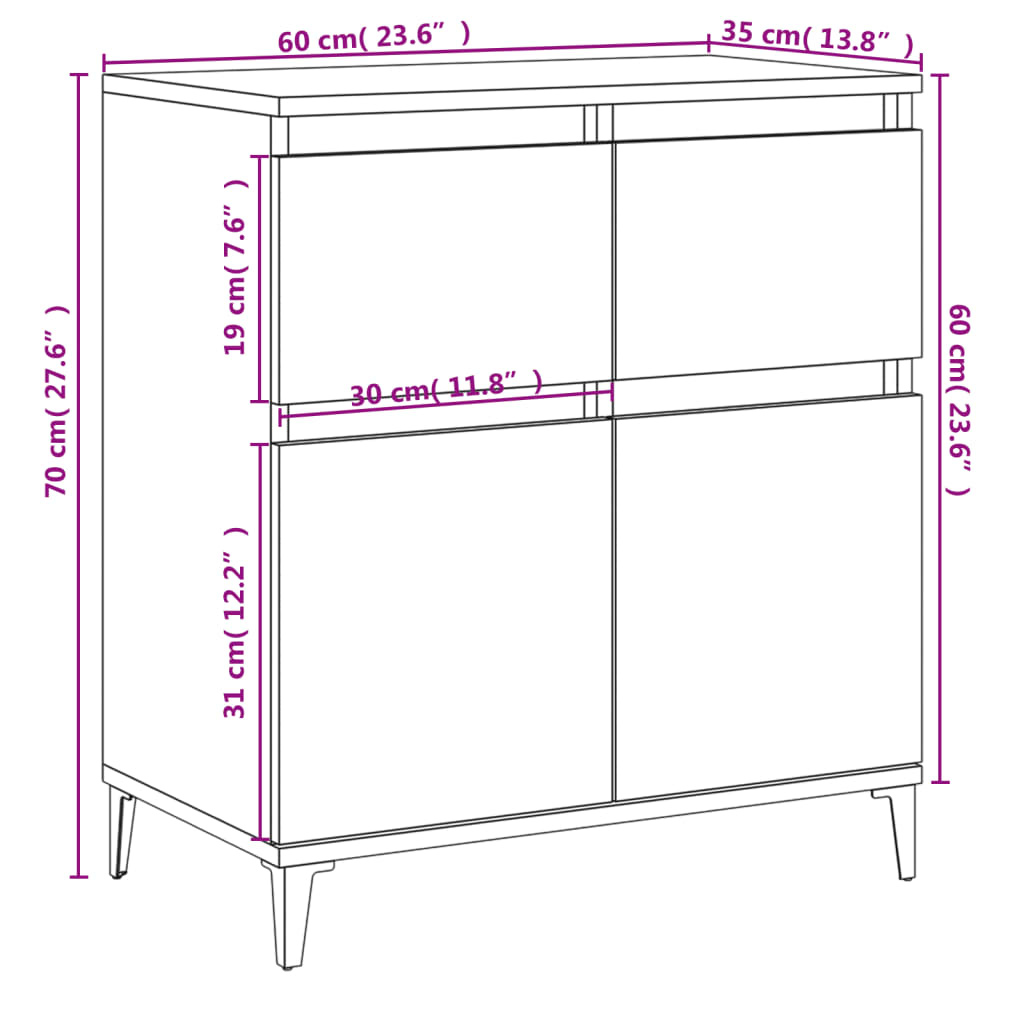 Sideboard Weiß 60x35x70 cm