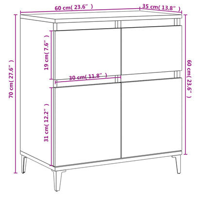 Sideboard Hochglanz-Weiß 60x35x70 cm