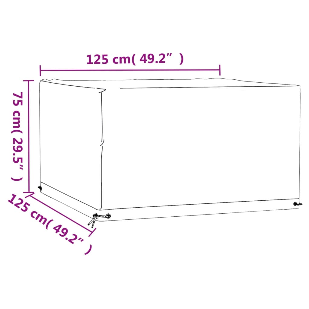 Gartenmöbel-Abdeckungen 2 Stk. 8 Ösen 125x125x75 cm Quadratisch