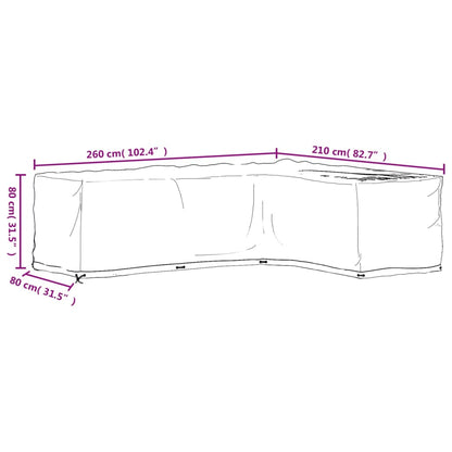 Gartenmöbel-Abdeckungen in L-Form 2 Stk. 16 Ösen 260x210x80 cm