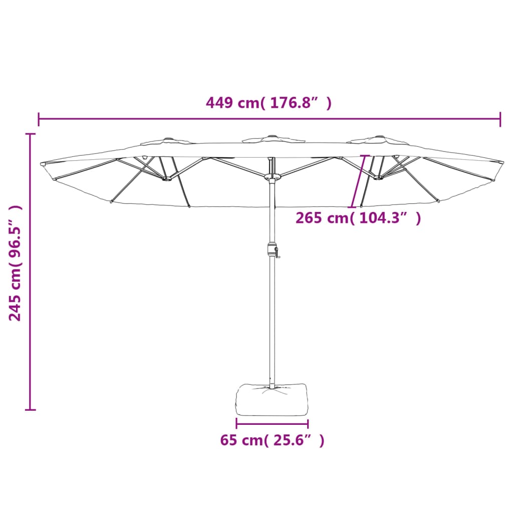 vidaXL Doppel-Sonnenschirm mit LED-Leuchten Anthrazit 449x245 cm