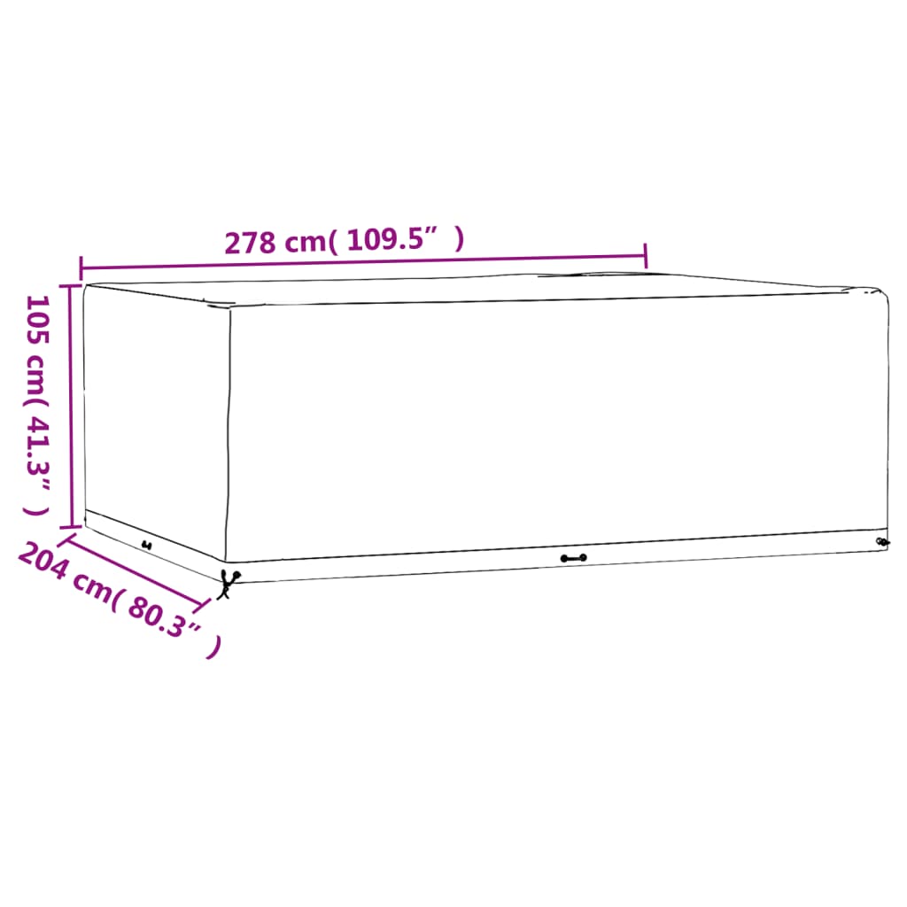 Gartenmöbel-Abdeckung 16 Ösen 278x204x105 cm Rechteckig