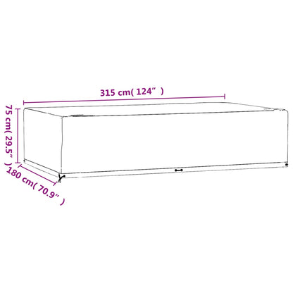 Gartenmöbel-Abdeckung 12 Ösen 315x180x75 cm Rechteckig