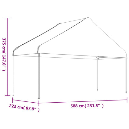 Pavillon mit Dach Weiß 6,69x5,88x3,75 m Polyethylen