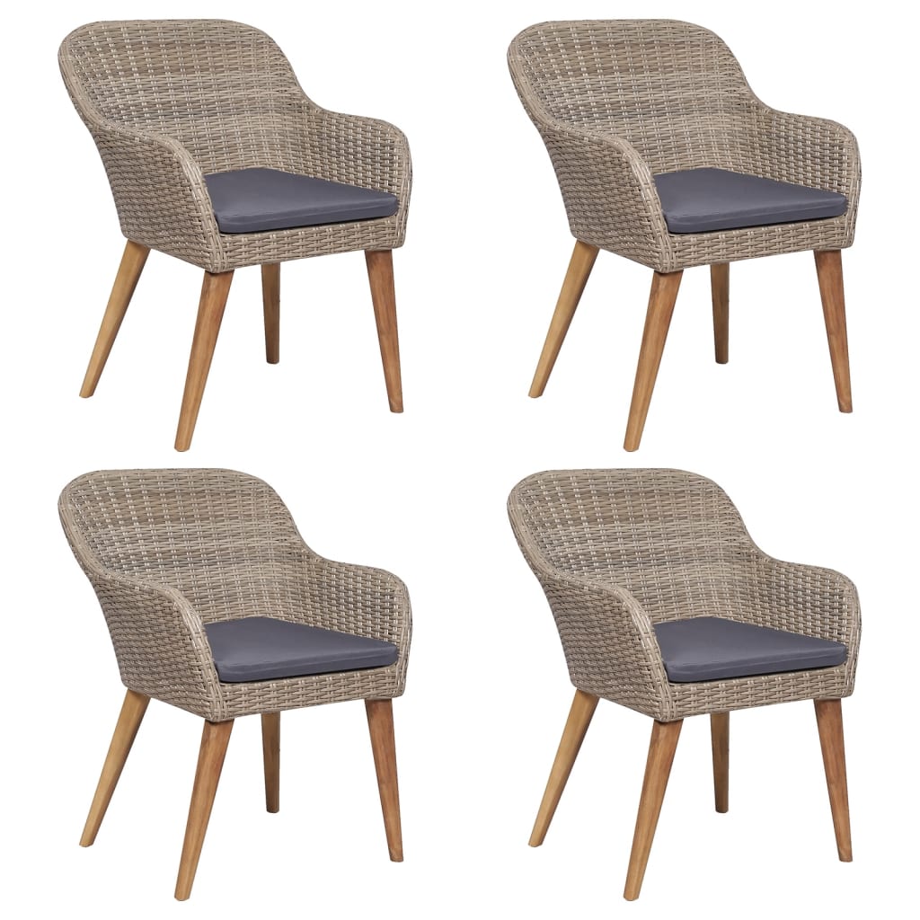 5-tlg. Garten-Essgruppe mit Kissen Braun