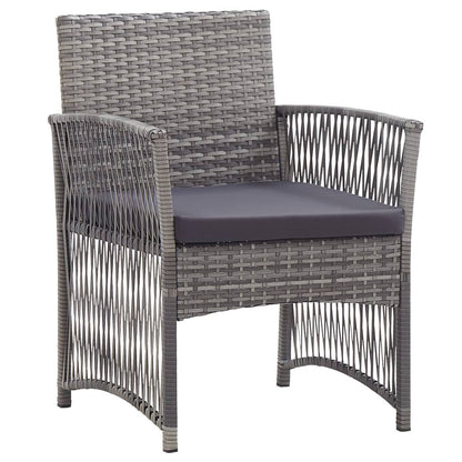 Gartensessel mit Sitzkissen 2 Stk. Grau Poly Rattan