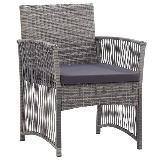 Gartensessel mit Sitzkissen 2 Stk. Grau Poly Rattan